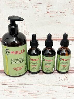 MIELLE Rosemary Mint Strengthening Shampoo And Scalp Hair Oil Set New